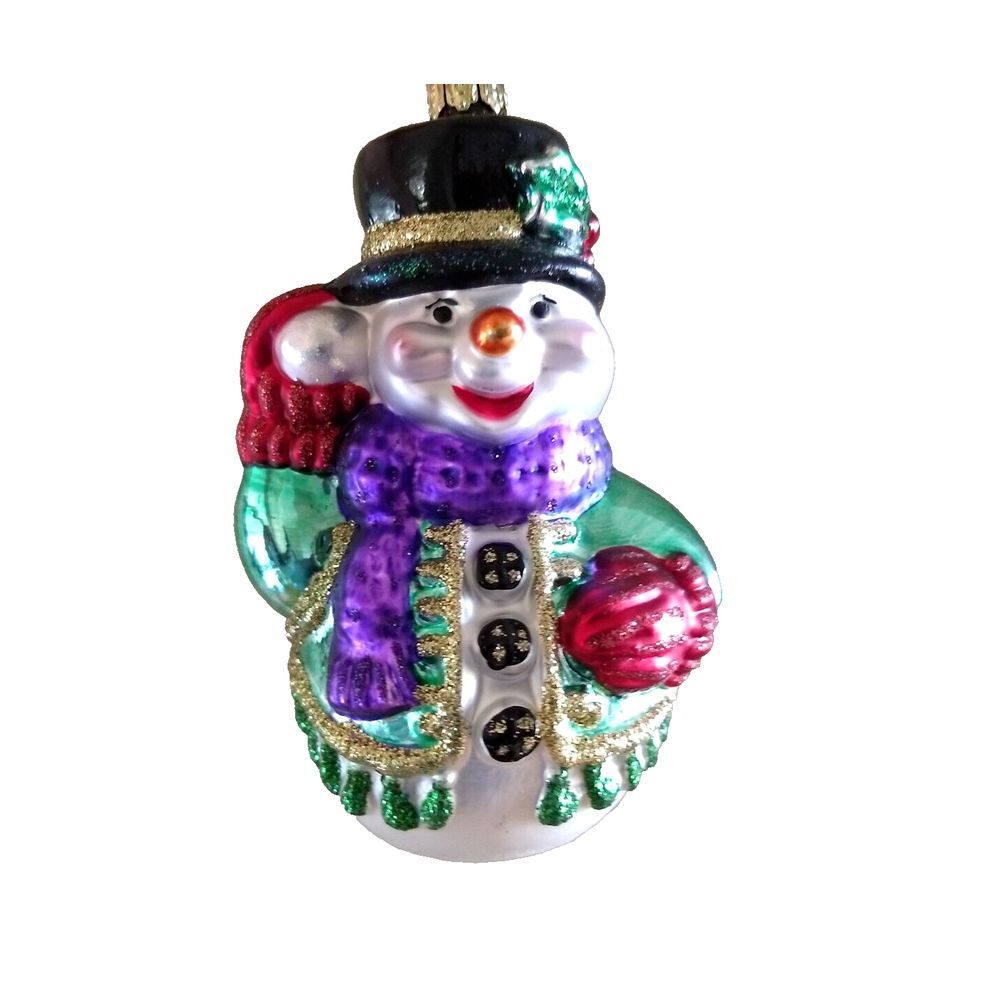 Old World Christmas Snowman Blown Glass Ornament OWC Vintage Holiday Decoration